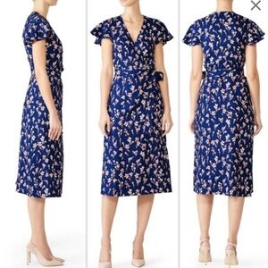 Draper James Navy Floral Midi Wrap Dress